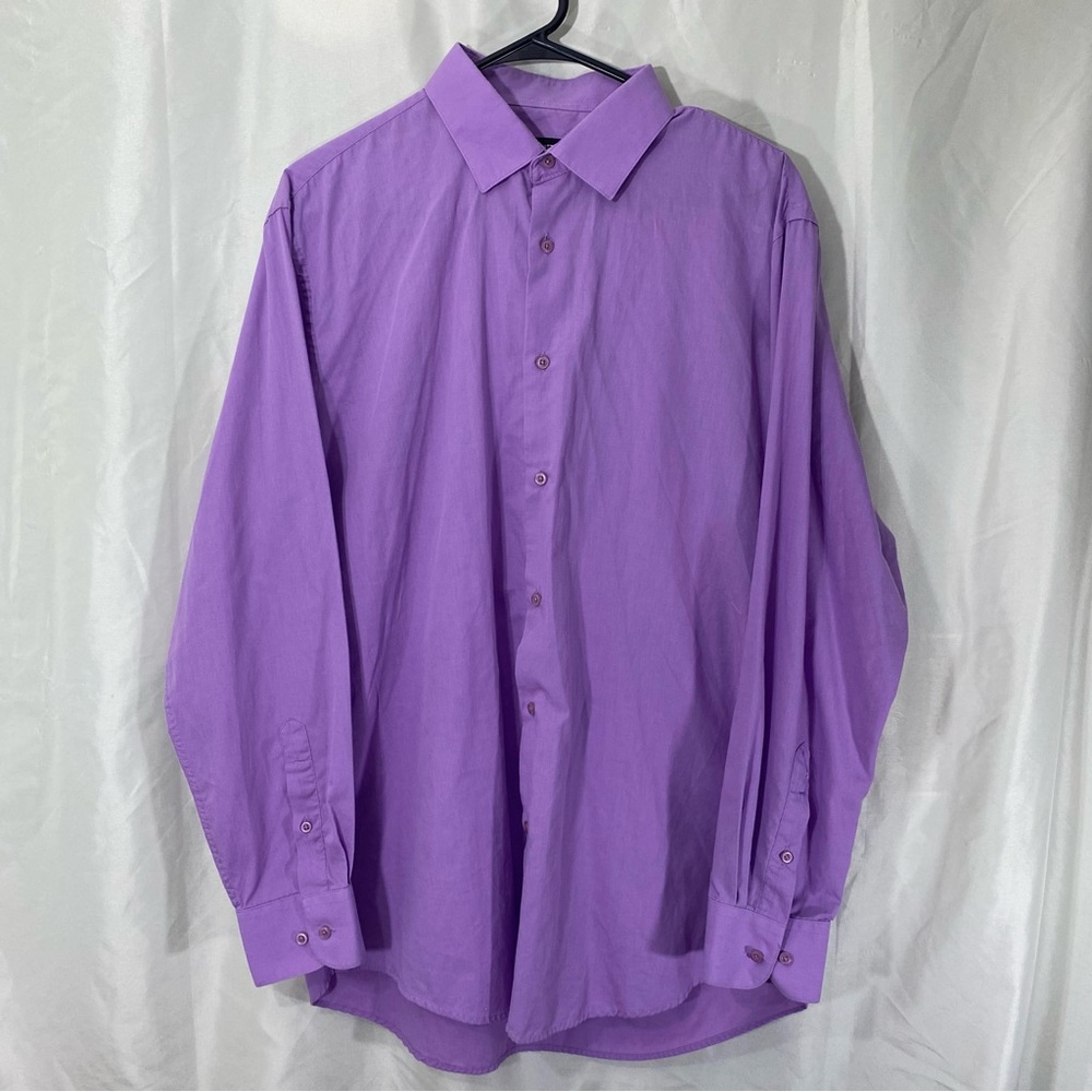 Adrienne Vittadini Purple Dress Shirt Long-Sleeved
